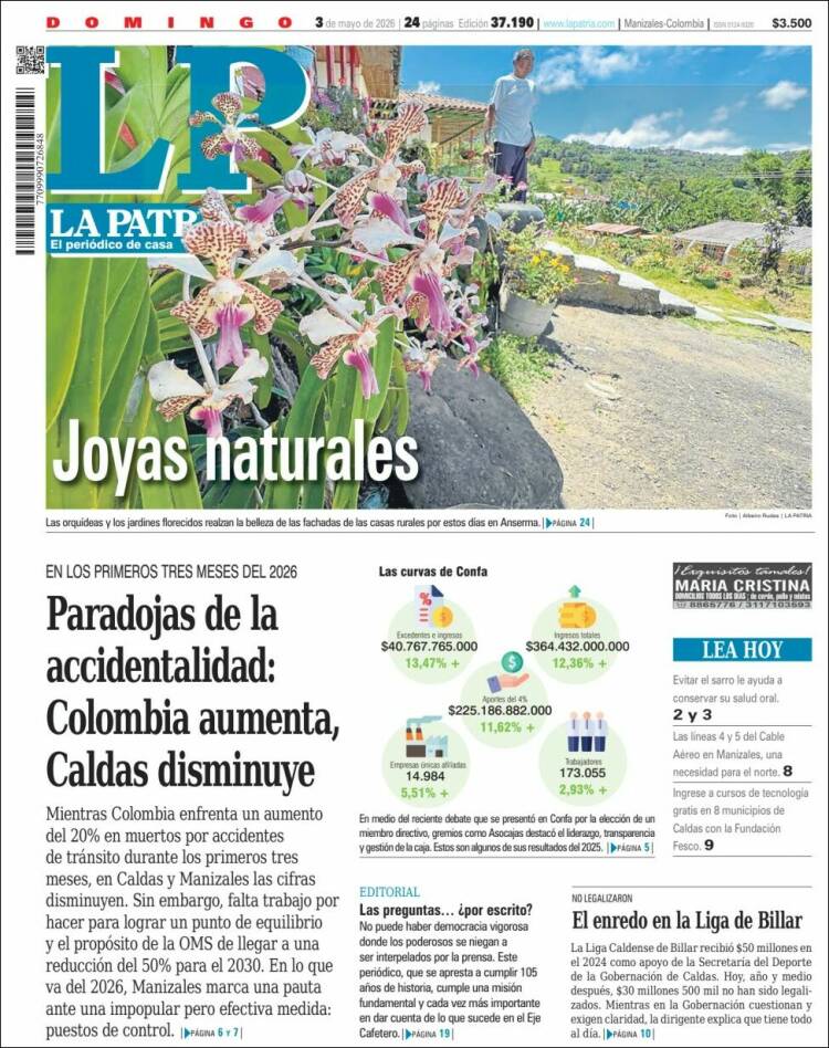 Portada de La Patria (Colombia)