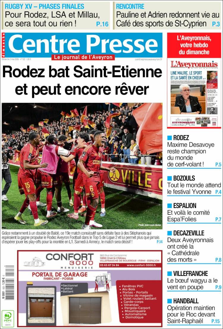 Portada de Centre Presse (Francia)