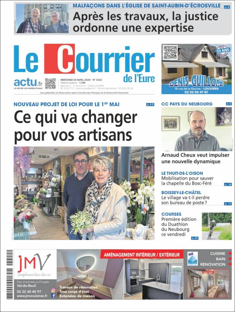 Portada de Le Courrier de l'Ouest (Francia)