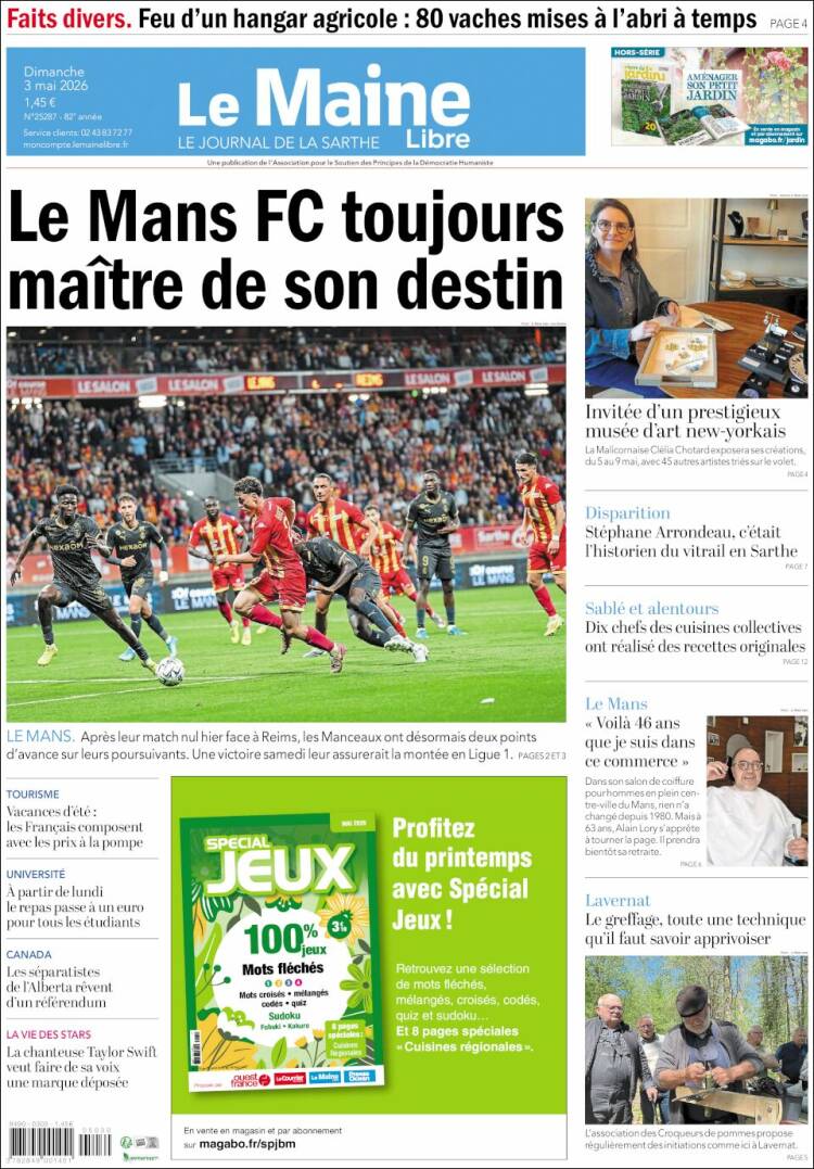 Portada de Le Maine Libre (Francia)