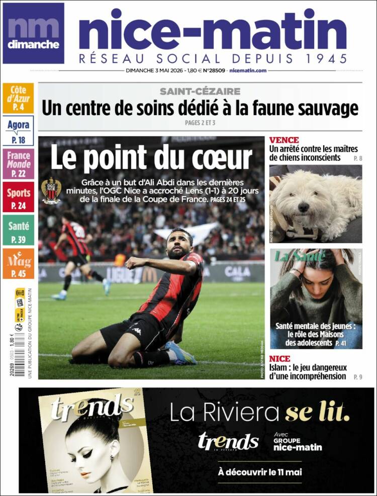 Portada de Nice-Matin (Francia)