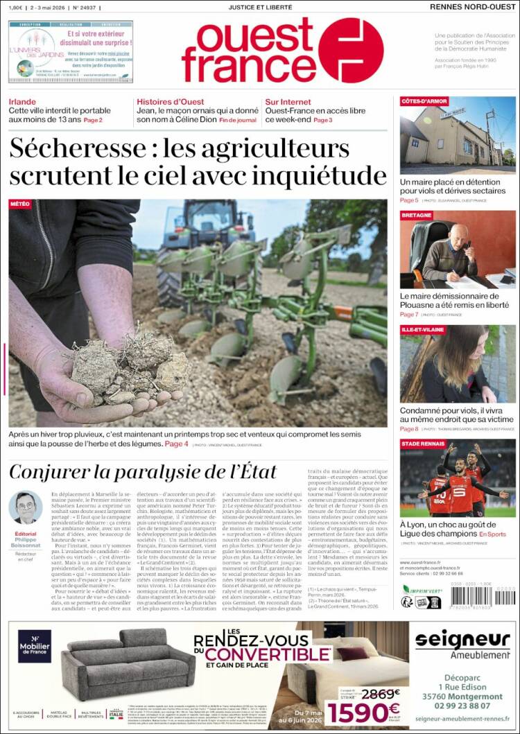 Portada de Ouest France (Francia)