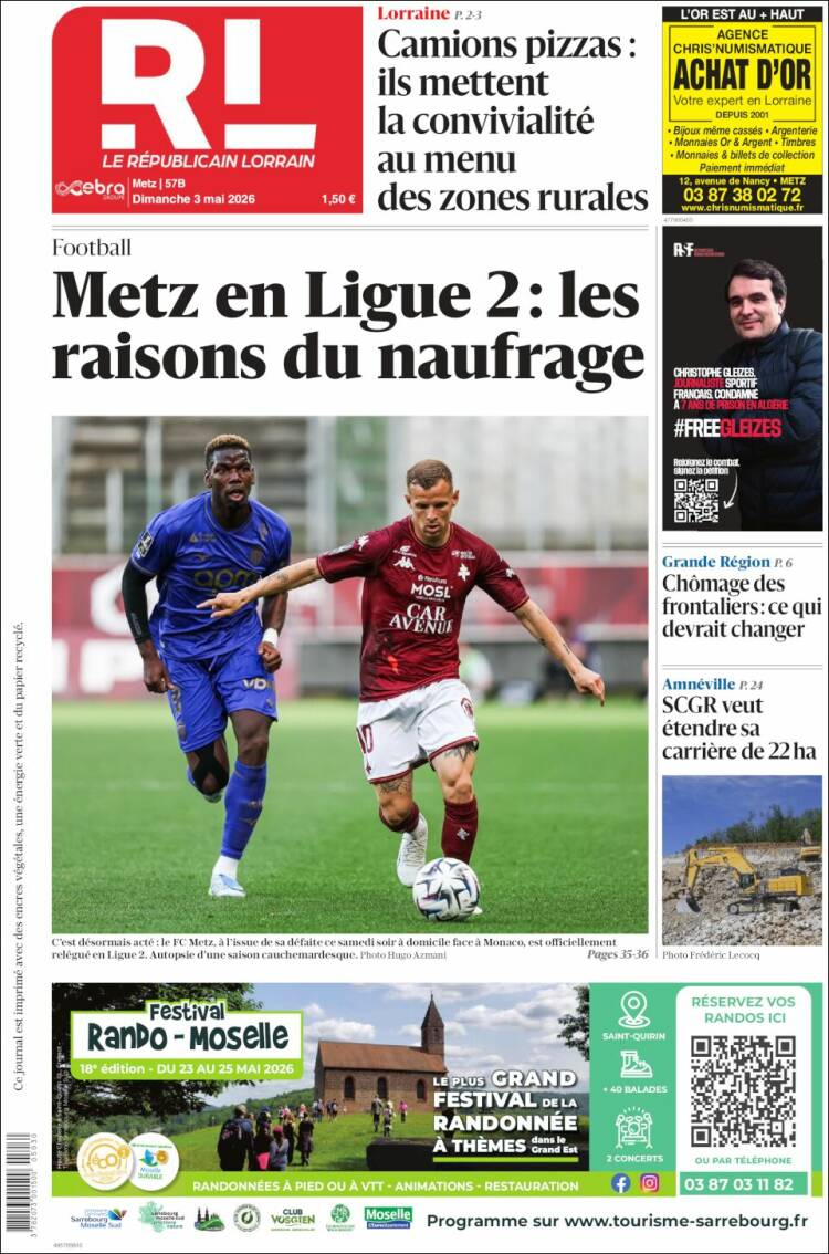 Portada de Le Republicain Lorrain (Francia)