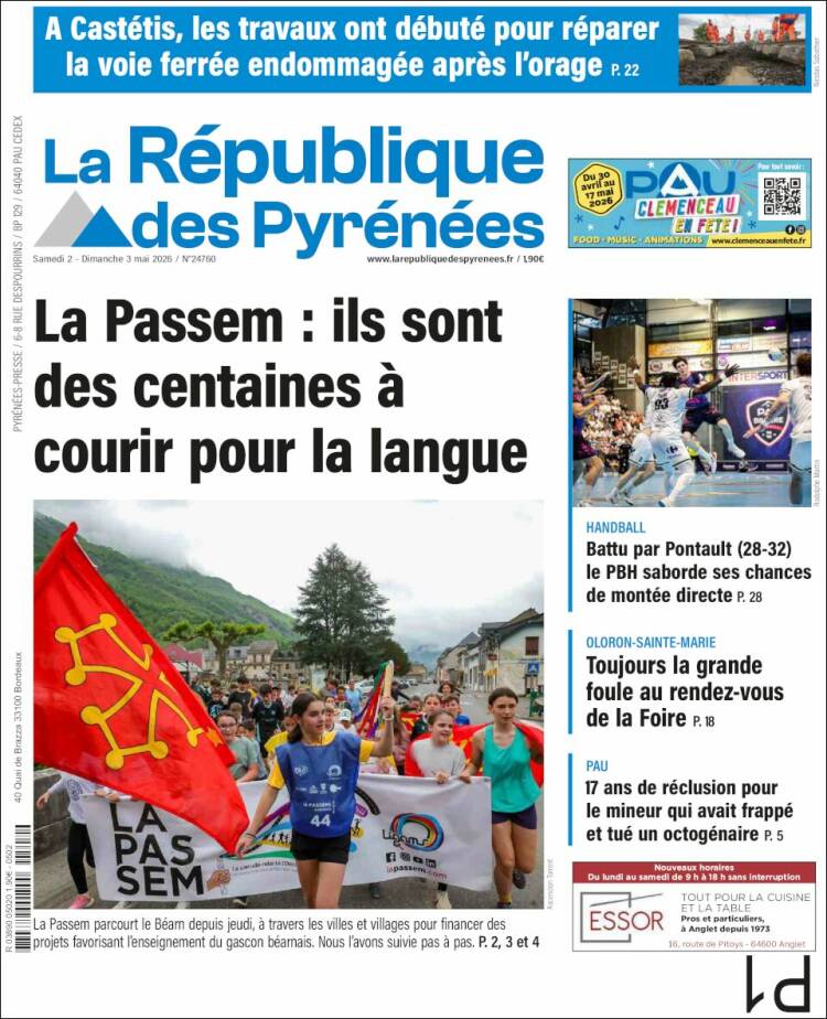 Portada de La République des Pyrénées (Francia)