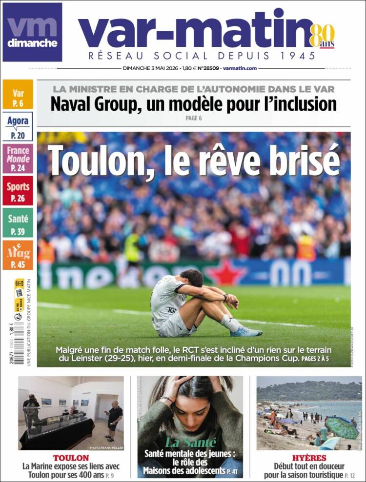 Portada de Var-Matin (Francia)