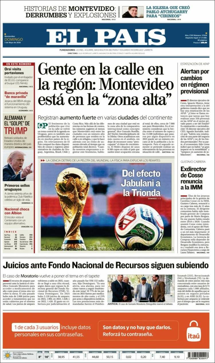 Portada de El País (Uruguay)
