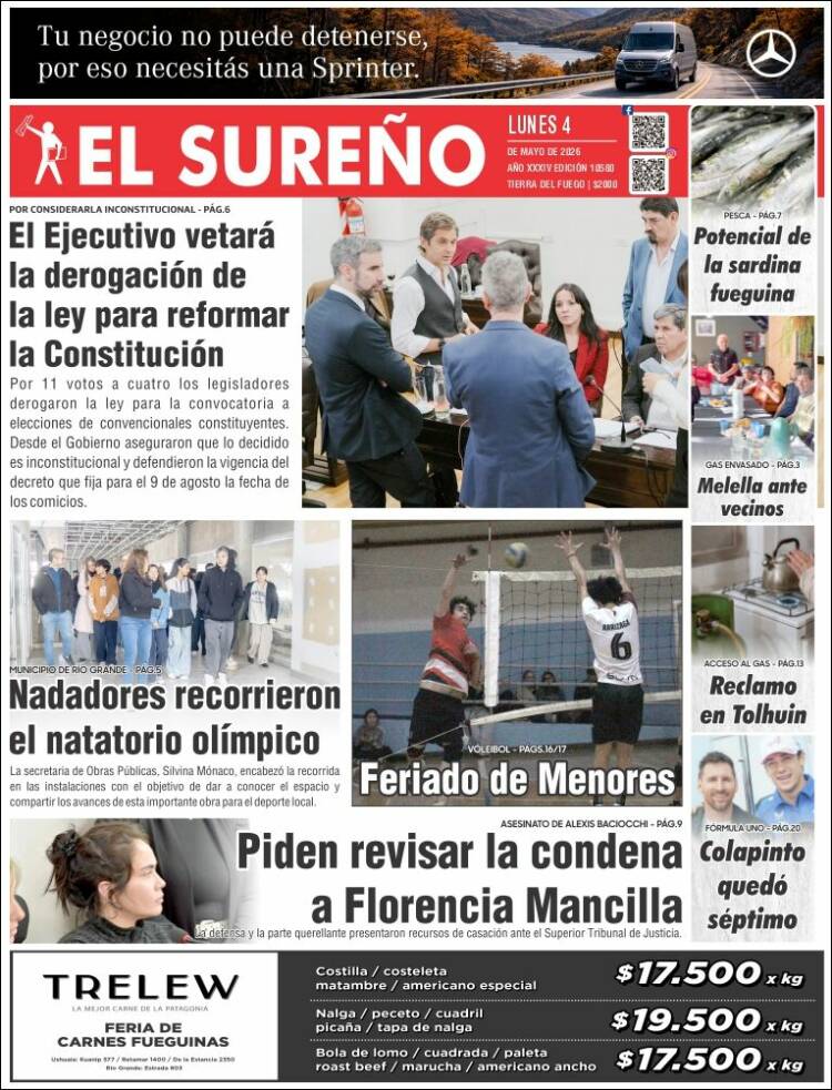 Portada de Diario El Sureño (Argentina)