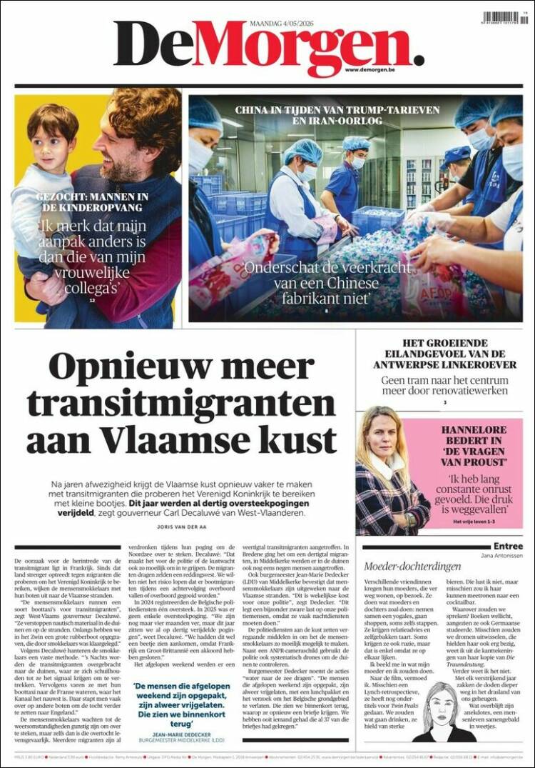 Portada de De Morgen (B&eacute;lgica)