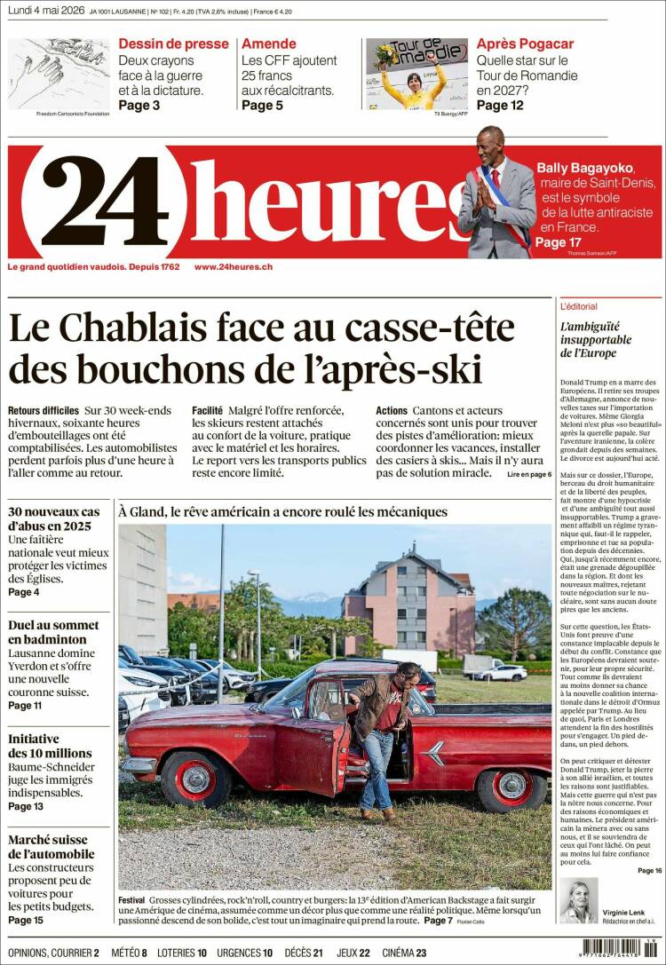 Portada de 24 Heures (Suiza)