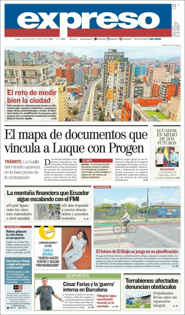 Portada de Expreso (Ecuador)