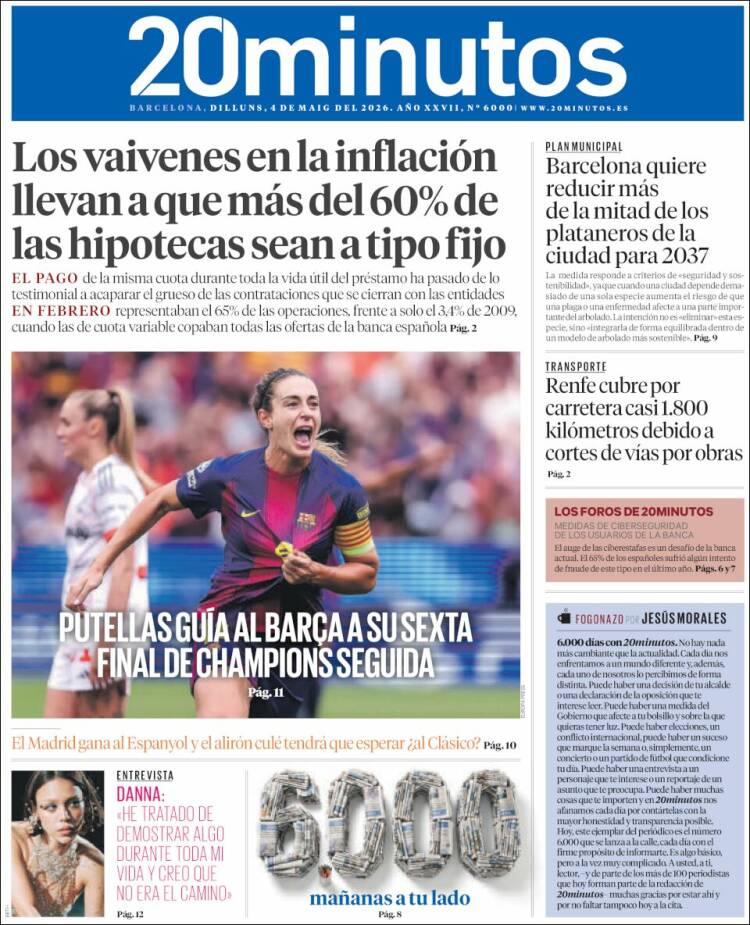 Portada de 20 Minutos - Barcelona (Espa&ntilde;a)