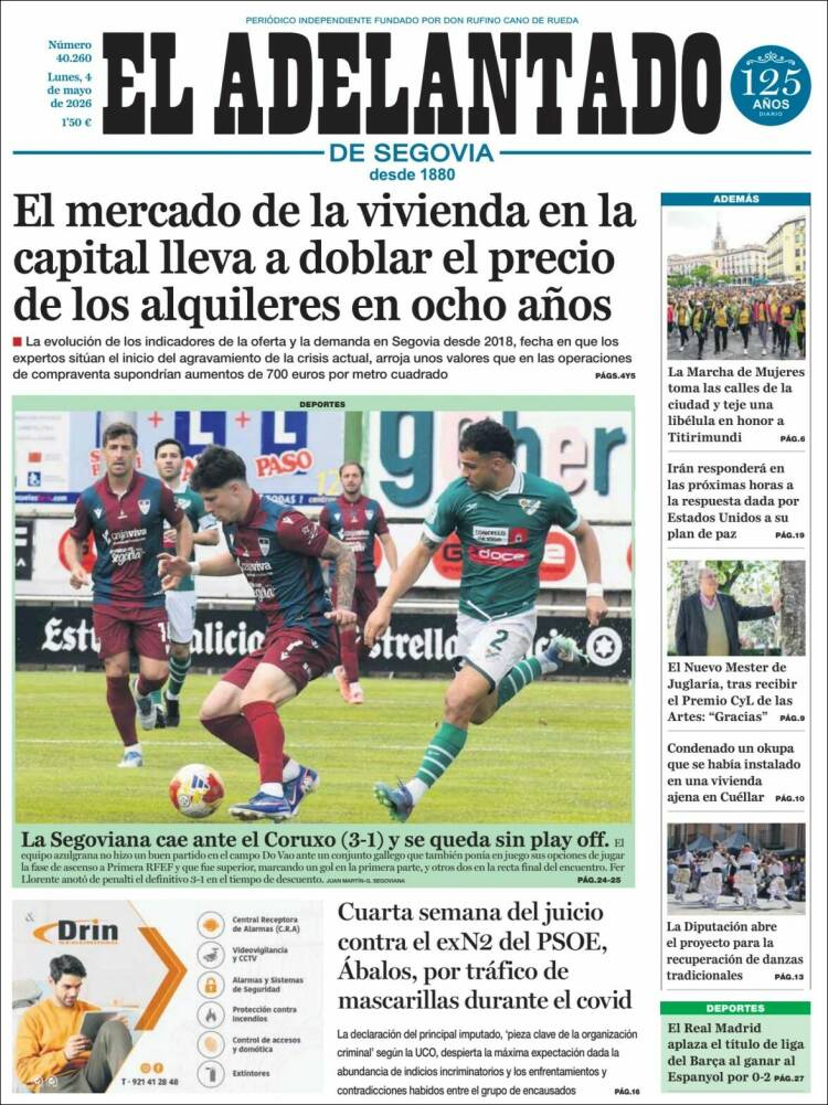 Portada de El Adelantado de Segovia (Espa&ntilde;a)