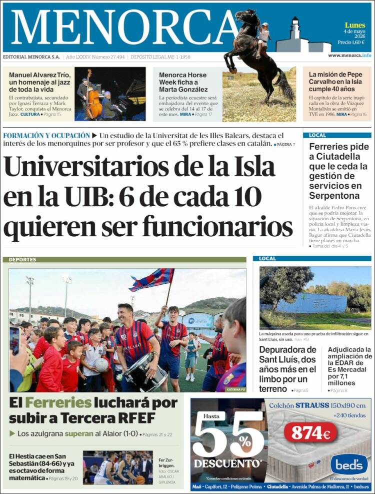 Portada de Menorca - Diario Insular (Espa&ntilde;a)