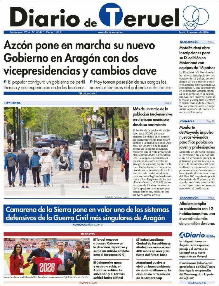 Portada de Diario de Teruel (Espa&ntilde;a)