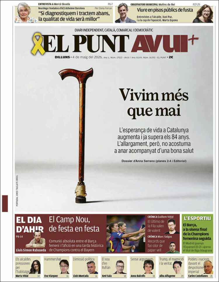 Portada de El Punt Avui (Espa&ntilde;a)