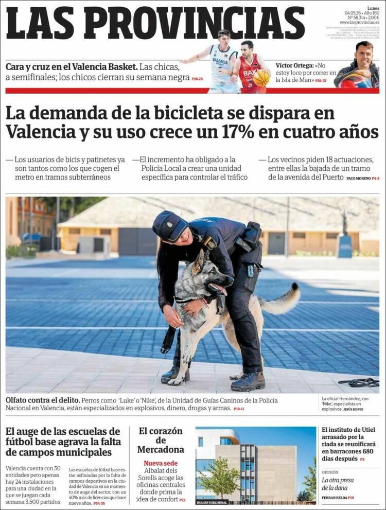 Portada de Las Provincias (Espa&ntilde;a)