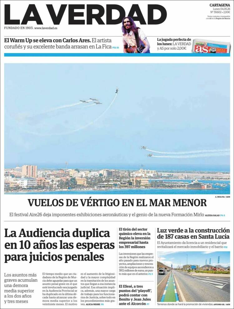 Portada de La Verdad de Cartagena (Espa&ntilde;a)