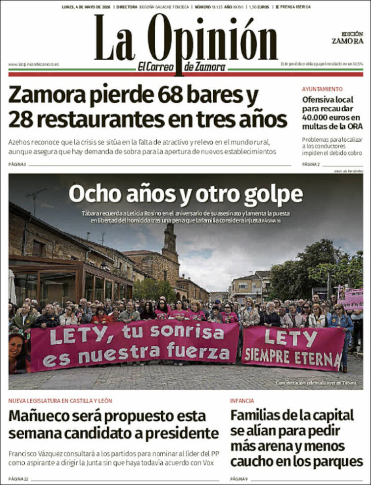 Portada de La Opinión - El Correo de Zamora (Espa&ntilde;a)