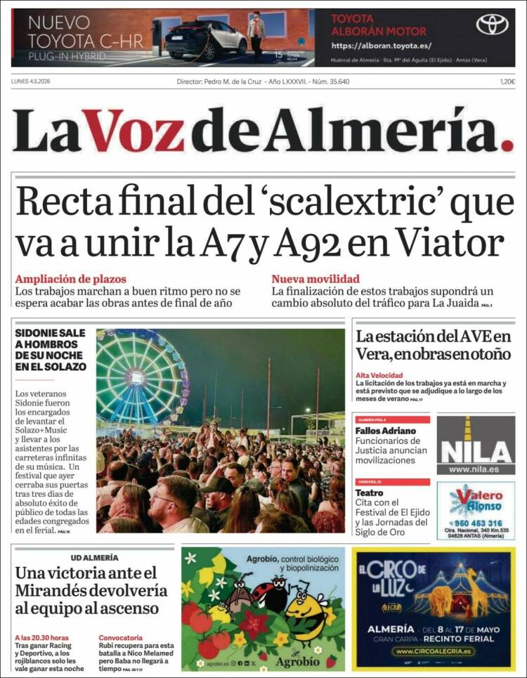 Portada de La Voz de Almería (Espa&ntilde;a)