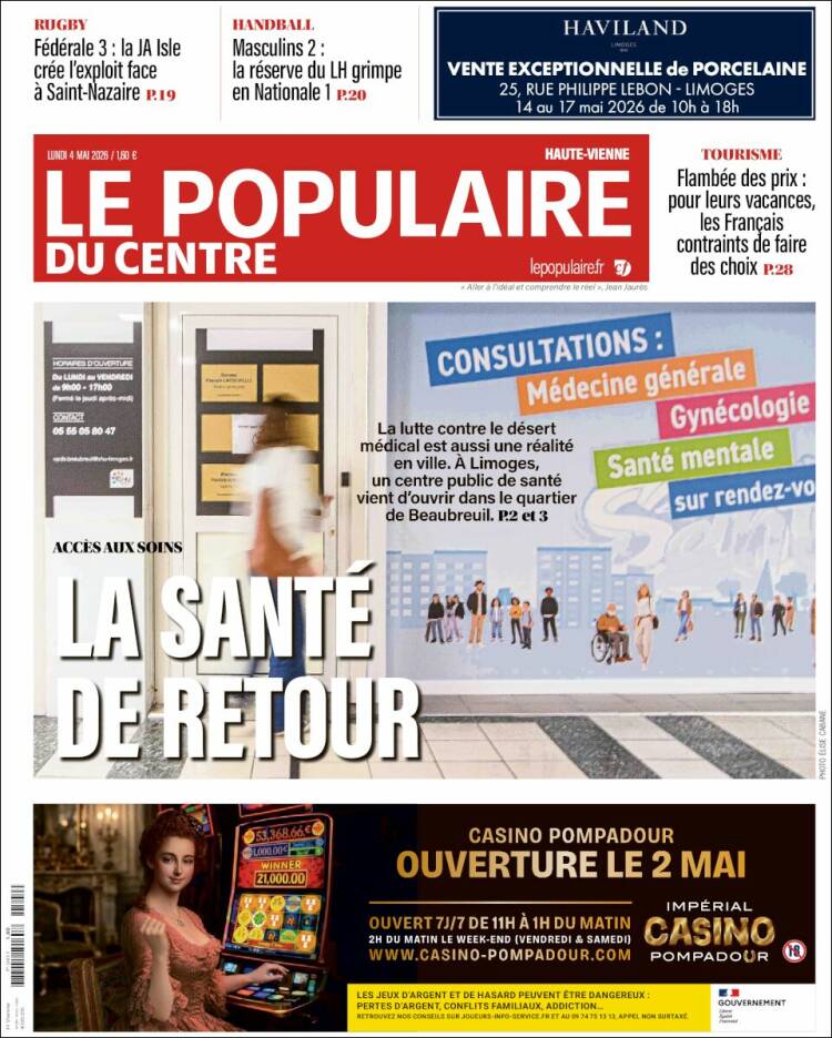Portada de Le Populaire du Centre (Francia)