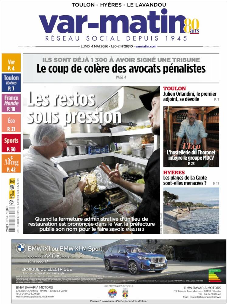 Portada de Var-Matin (Francia)