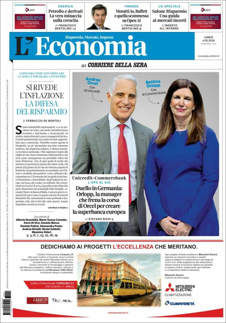 Portada de L'Economia (Italia)