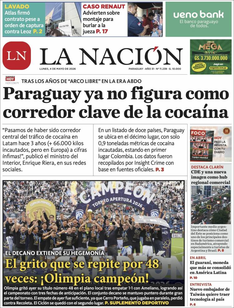 Portada de La Nación (Paraguay)