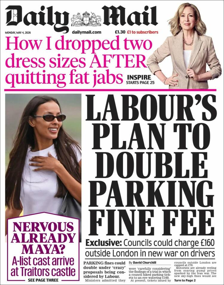 Portada de Daily Mail (Reino Unido)