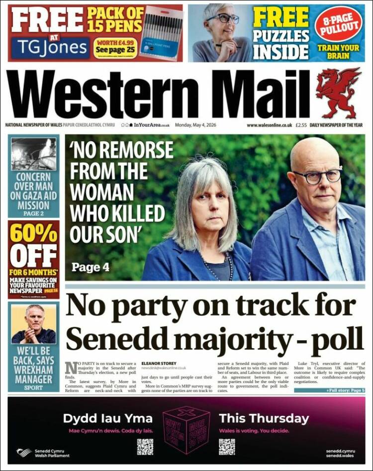Portada de Western Mail (Reino Unido)