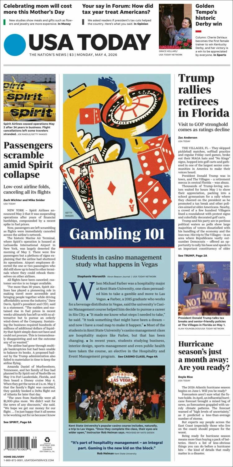 Portada de USA Today (USA)