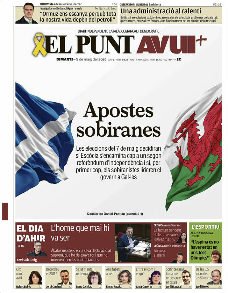 Portada de El Punt Avui (Espagne)