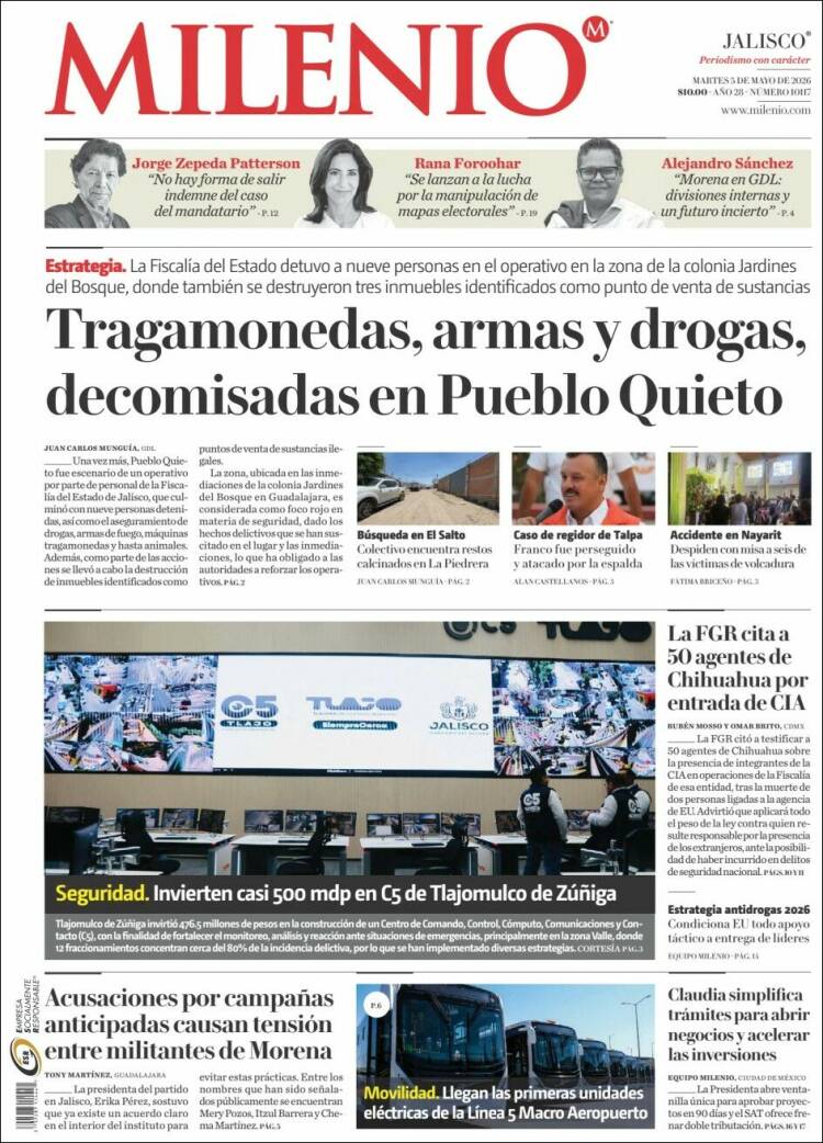 Portada de Milenio - Jalisco (M&eacute;xico)