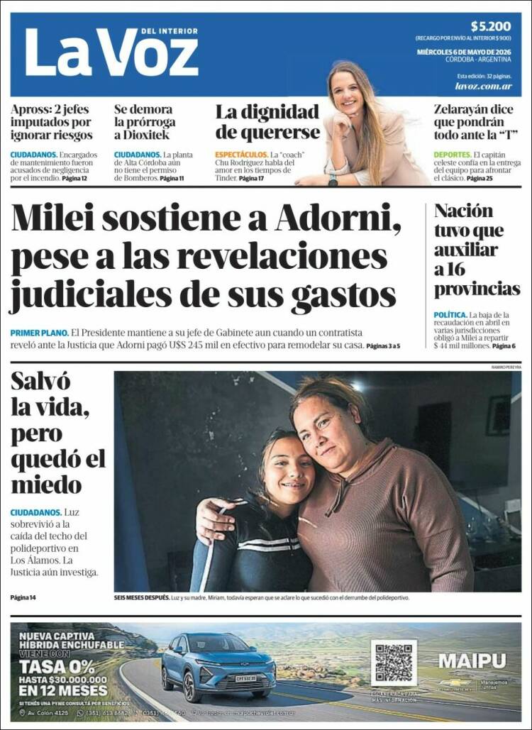 Portada de La Voz del Interior (Argentina)