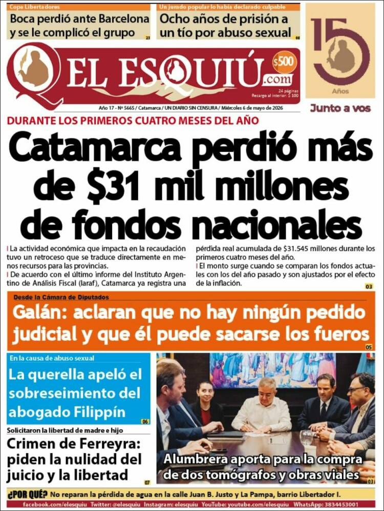 Portada de El Esquiu (Argentina)