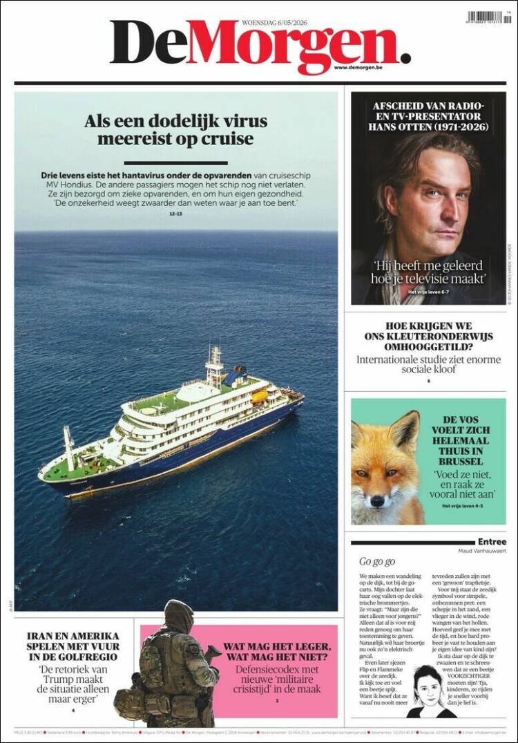 Portada de De Morgen (B&eacute;lgica)