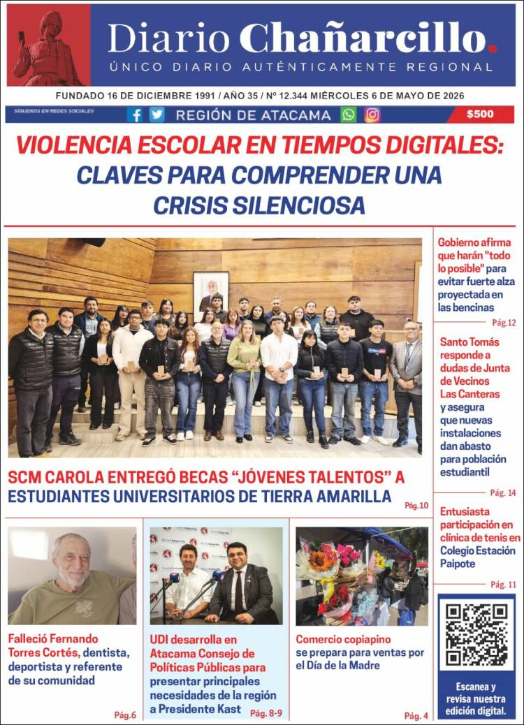 Portada de Diario Chañarcillo (Chile)