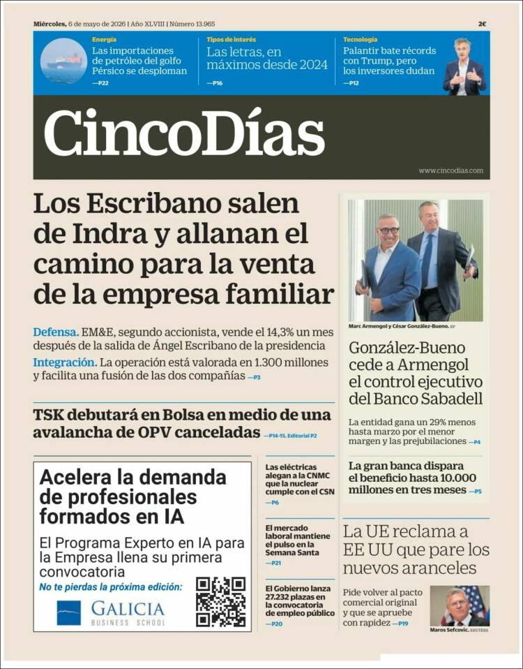 Portada de Cinco Días (Espa&ntilde;a)