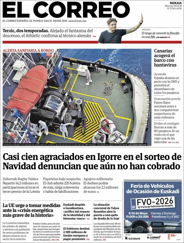 Portada de El Correo (Espa&ntilde;a)