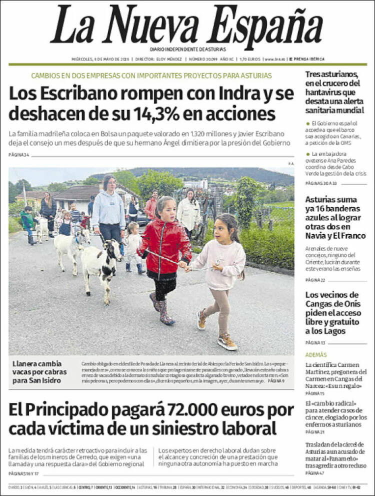 Portada de La Nueva España (Espa&ntilde;a)