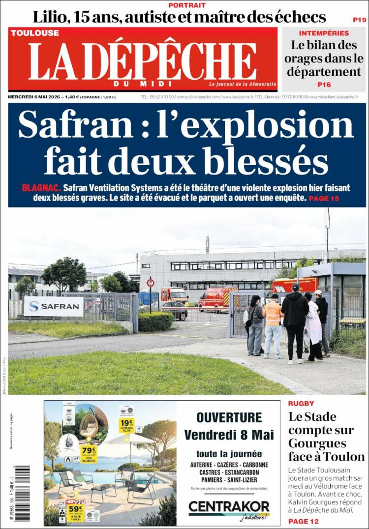 Portada de La Dépêche du Midi (Francia)