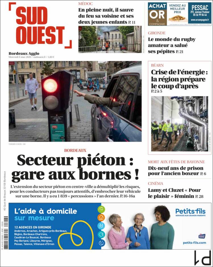 Portada de Sud Ouest (Francia)