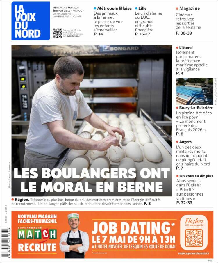 Portada de La Voix du Nord (Francia)
