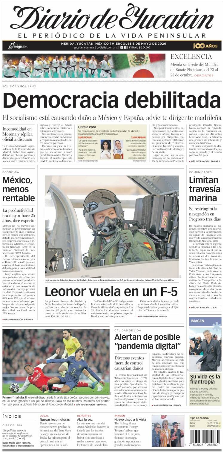 Portada de Diario de Yucatán (M&eacute;xico)