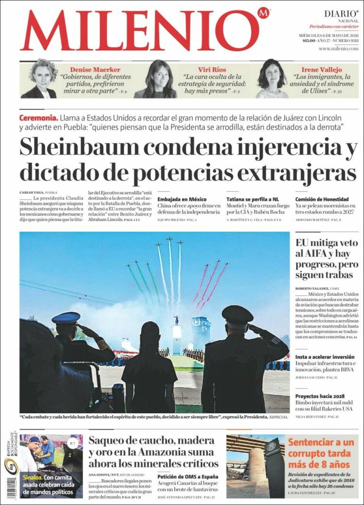 Portada de Milenio (M&eacute;xico)