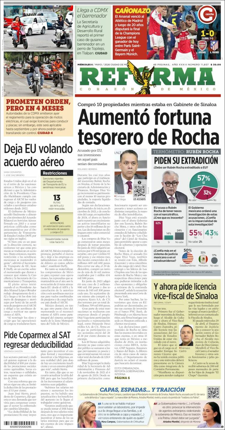 Portada de Reforma (M&eacute;xico)