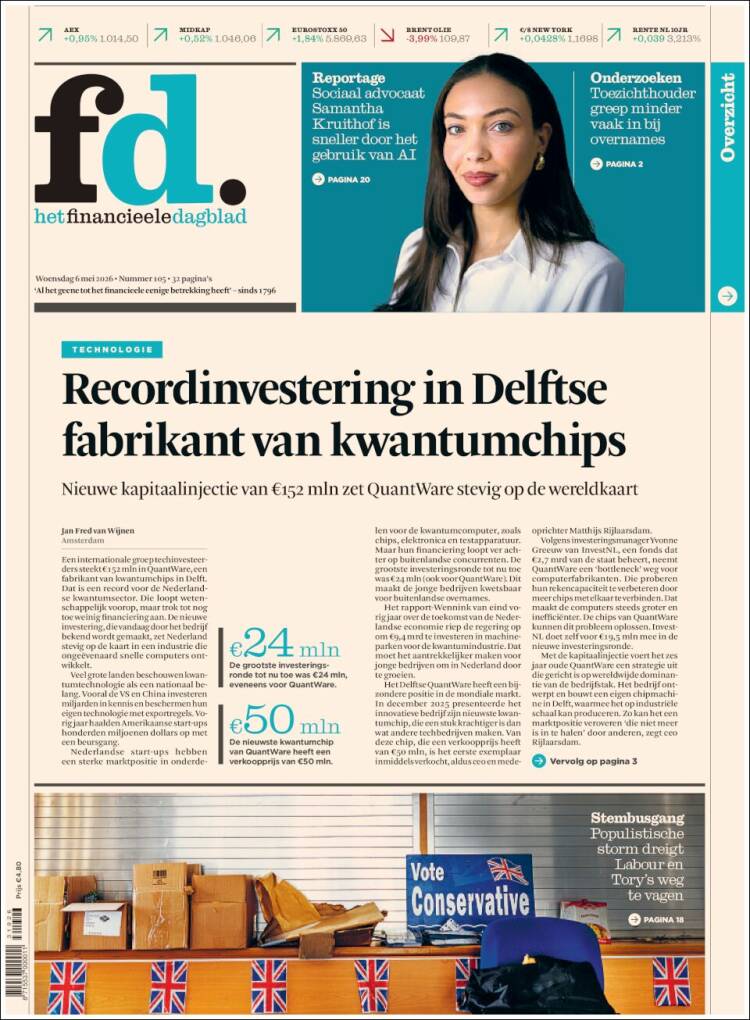 Portada de Het Financieele Dagblad (Pa&iacute;ses Bajos)