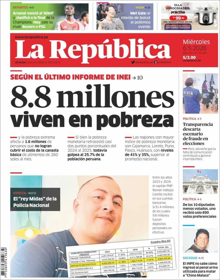 Portada de La Republica (Per&uacute;)