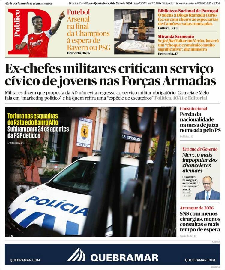 Portada de Público (Portugal)