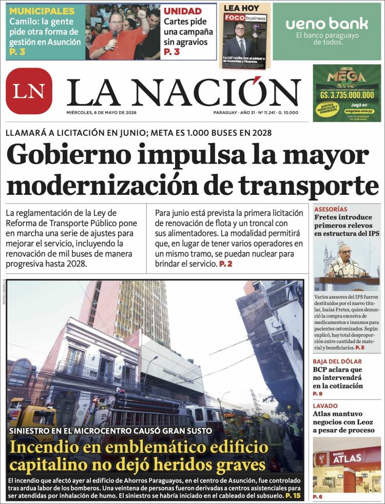 Portada de La Nación (Paraguay)