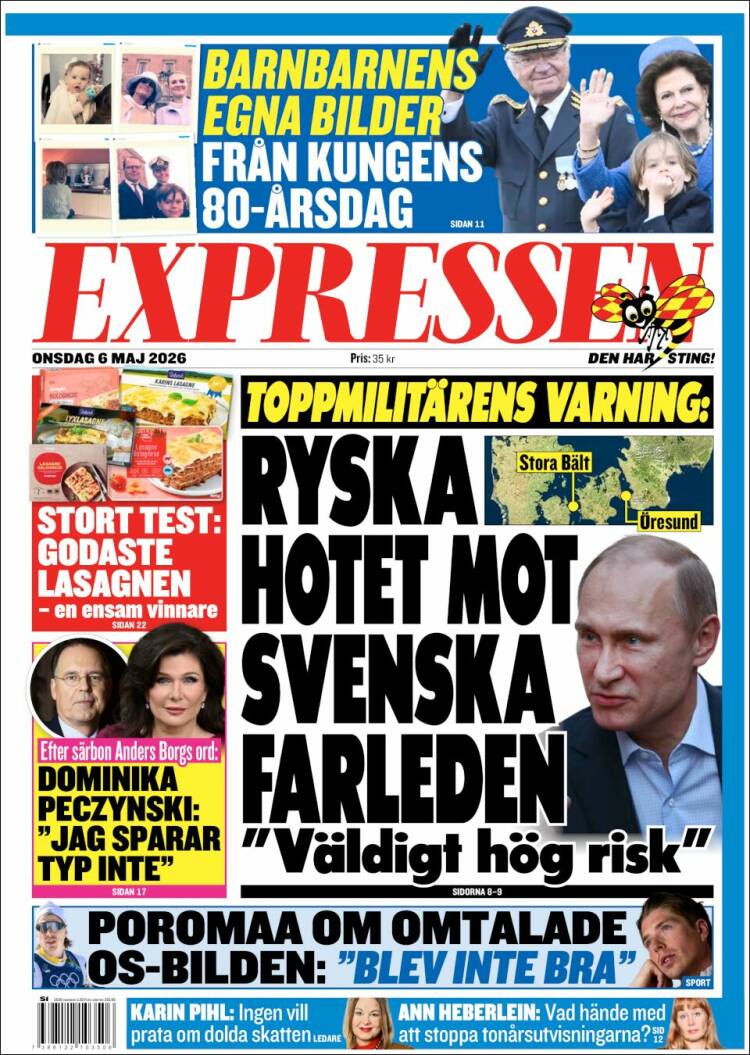 Portada de Expressen (Suecia)
